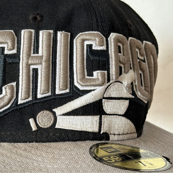 New Era MLB Chicago White Sox Black and Gray 59FIFTY Hat Cap - Picture 4 of 9